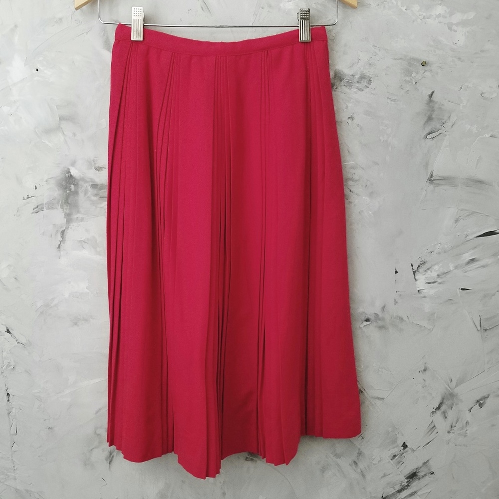 VINTAGE 60's Red Pleated Hand Tailored Skirt